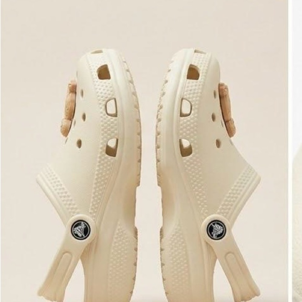 CROCS Kids Classic Clog in Cream with Tan Charm